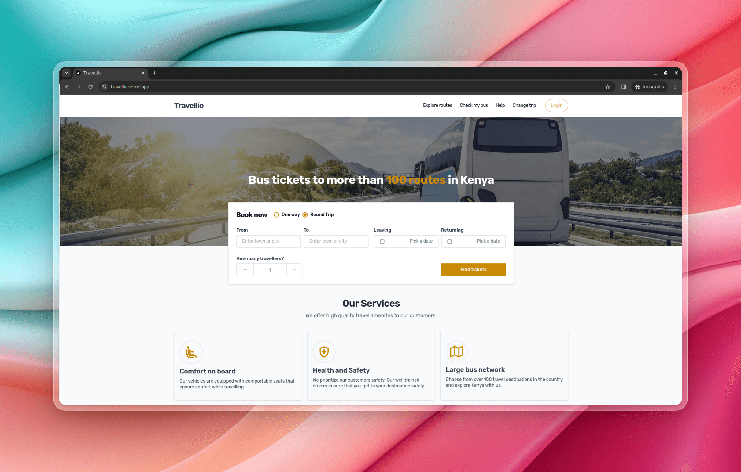 Travellic landing page screenshot