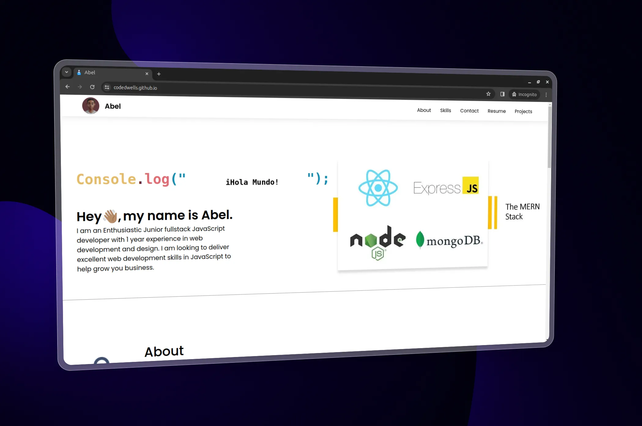 v0 of My Personal Website screenshot
